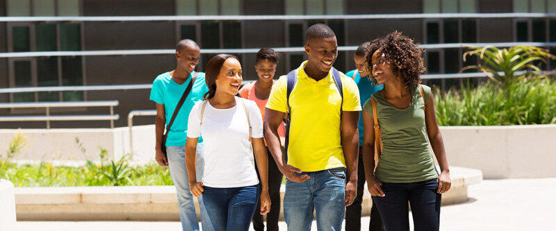 Students walking on campus